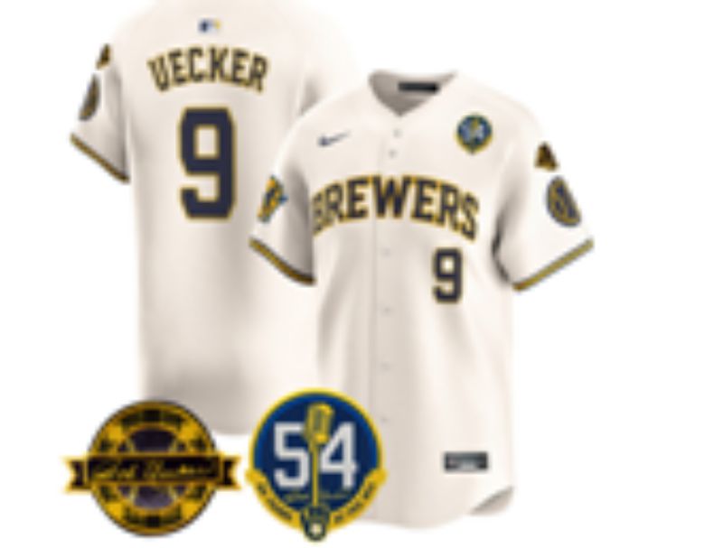 Men Nike Milwaukee Brewers #9 Uecker Cream MLB 2025 jersey 01